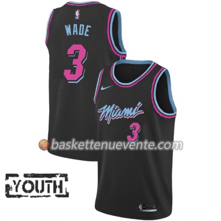 Maillot Basket Miami Heat Dwyane Wade 3 2018-19 Nike City Edition Noir Swingman - Enfant
